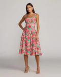 Multicolor Sleeveless Floral A-Line Midi Dress