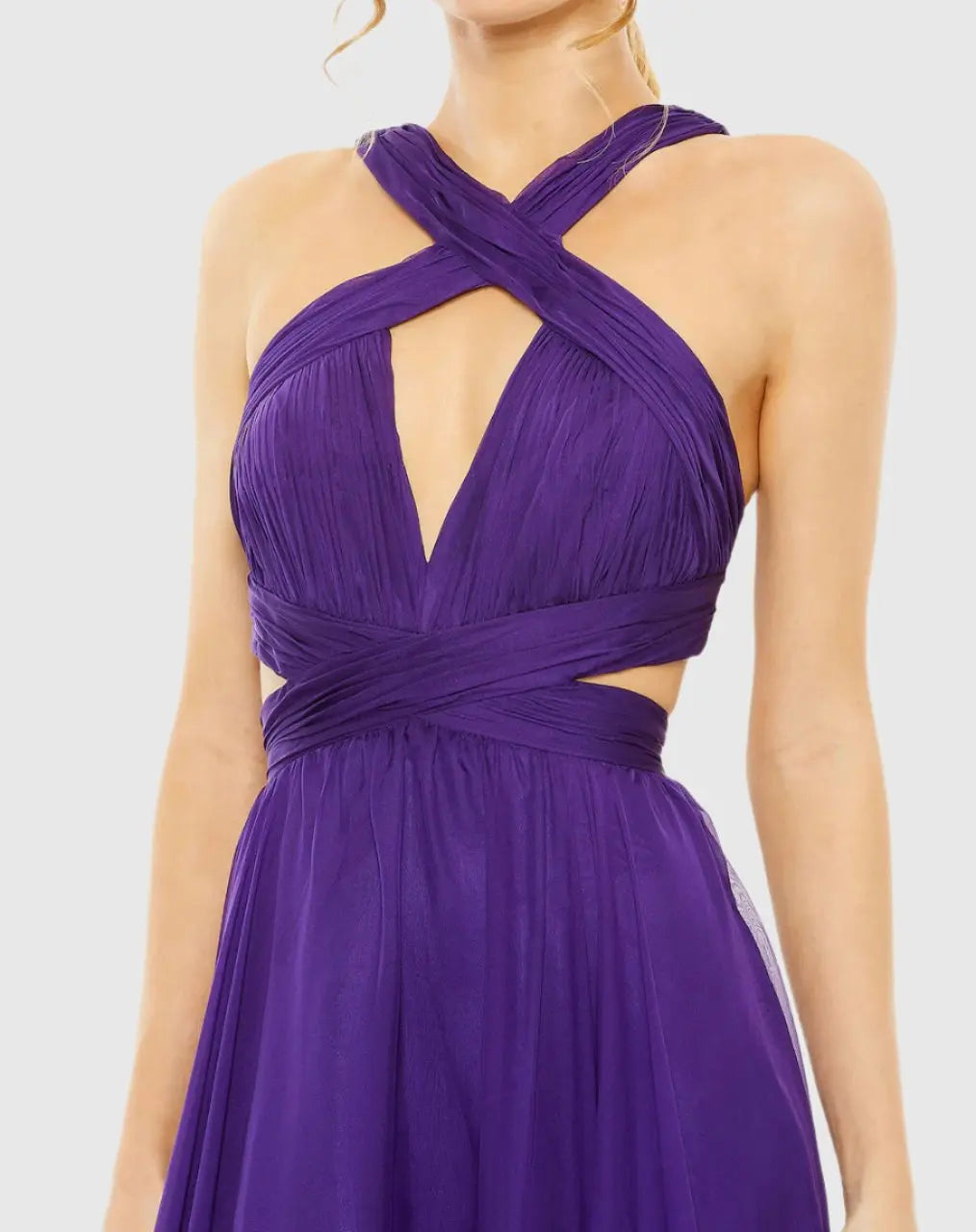 Purple Halter Cutout Keyhole Tiered Gown - FINAL SALE