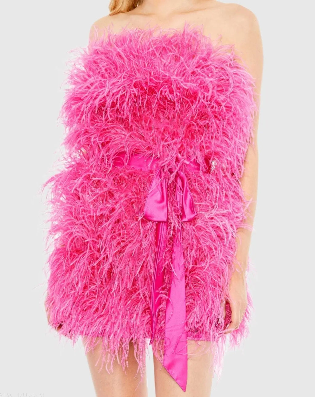 Pink Feather Strapless Mini Dress - FINAL SALE